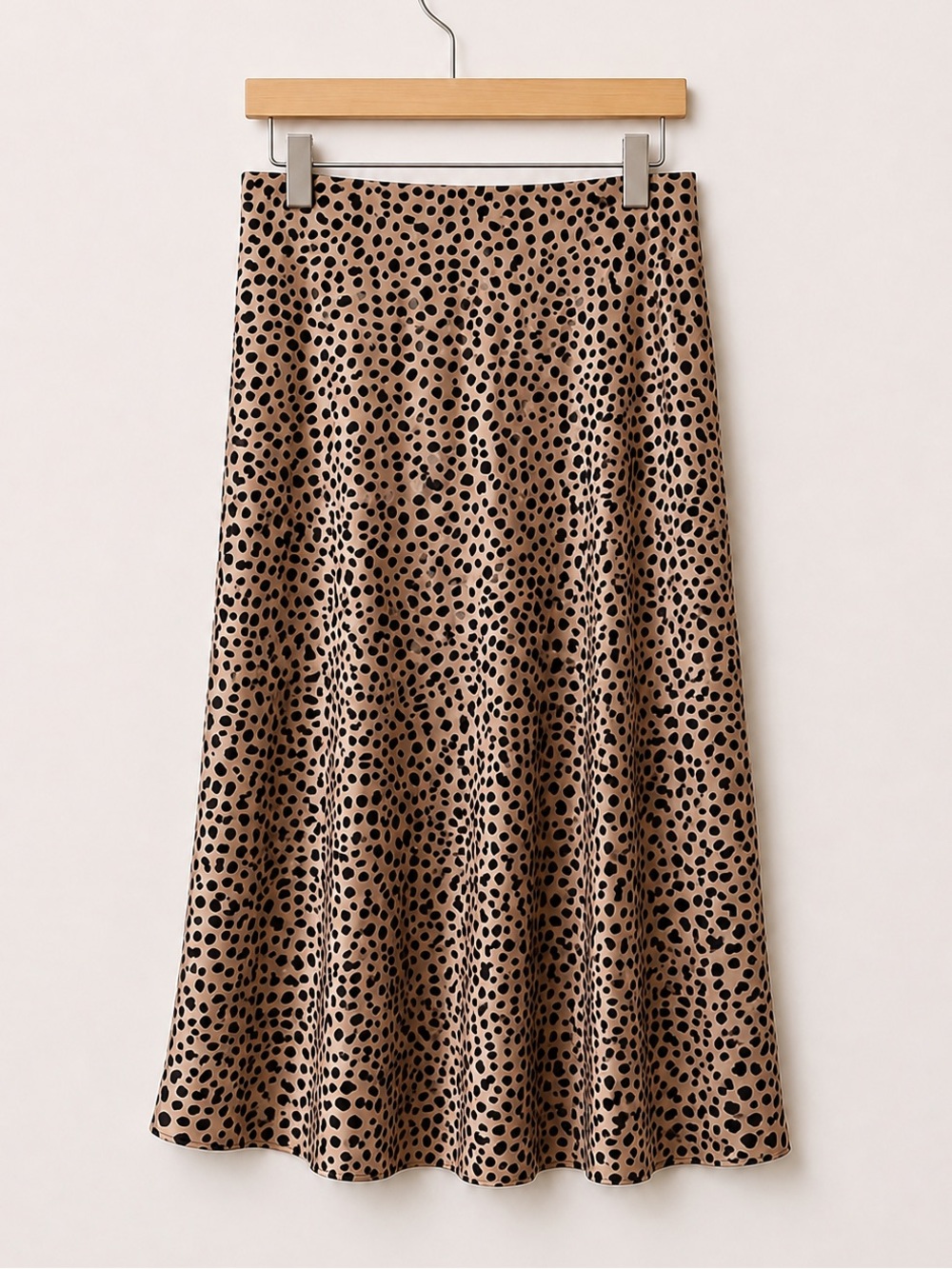 LOFT Leopard Print Satin Feel Flowy Midi Skirt Animal Print A-Line Slip Skirt XL - Picture 5 of 7